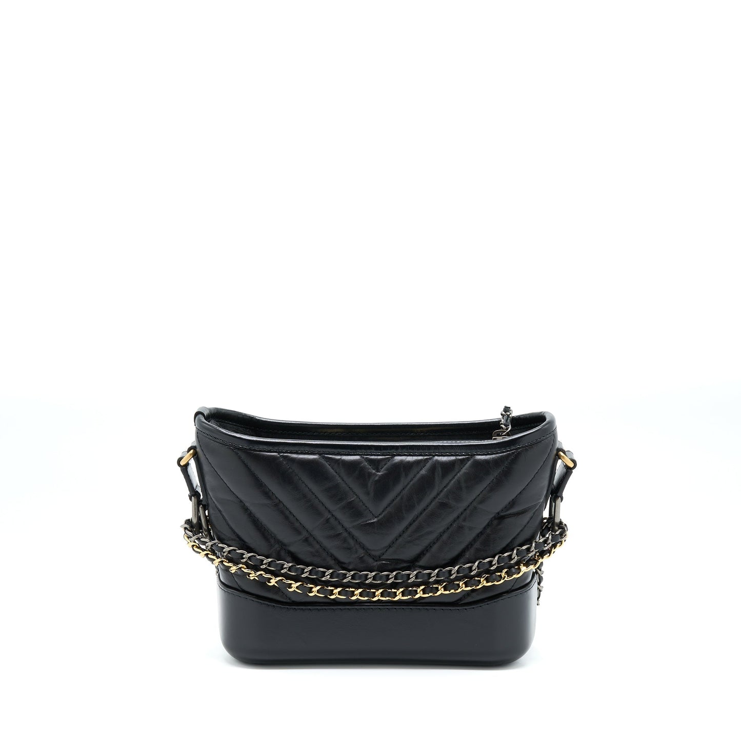 Chanel Chevron Small Gabrielle Hobo Bag Black Multicolour Hardware
