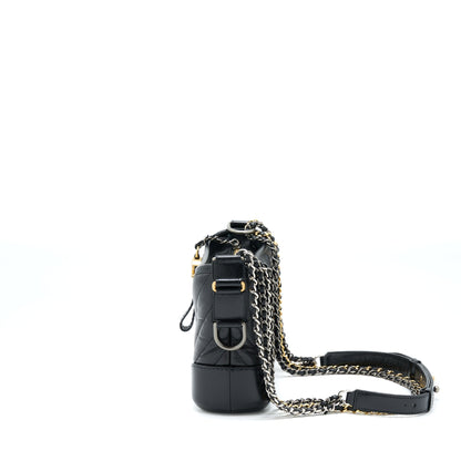 Chanel Chevron Small Gabrielle Hobo Bag Black Multicolour Hardware
