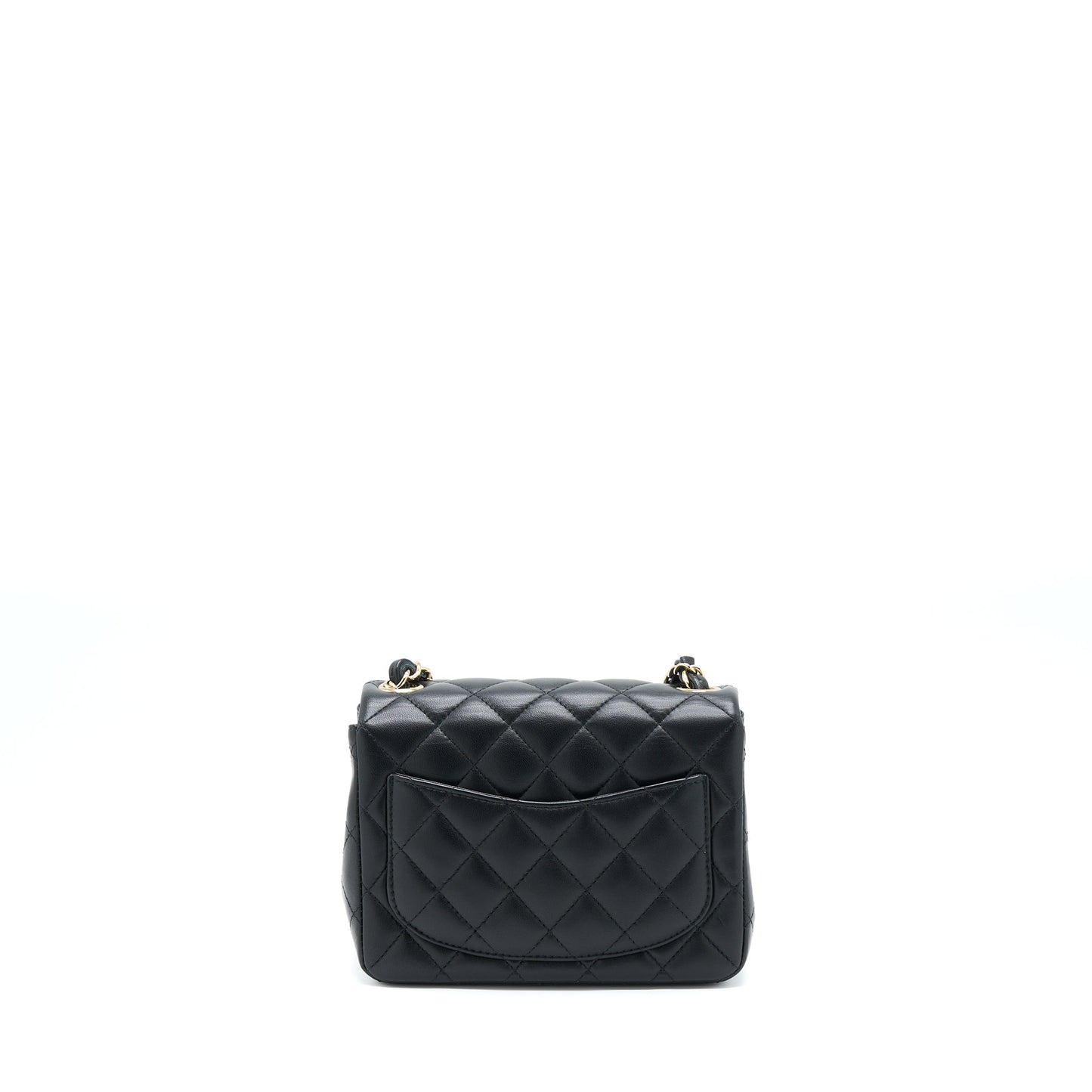 Chanel Classic Mini Square Flap Bag Lambskin Black LGHW (Microchip)