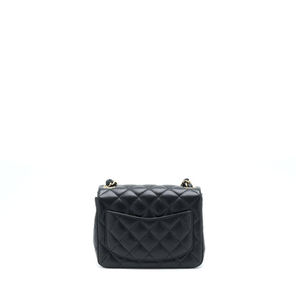 Chanel Classic Mini Square Flap Bag Lambskin Black LGHW (Microchip)
