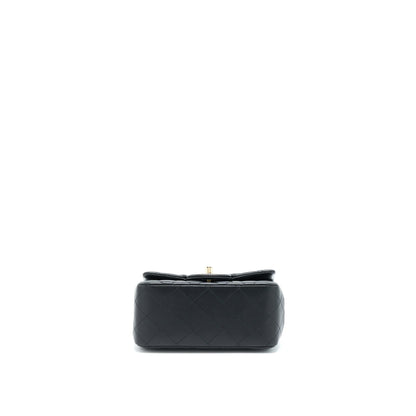 Chanel Classic Mini Square Flap Bag Lambskin Black LGHW (Microchip)