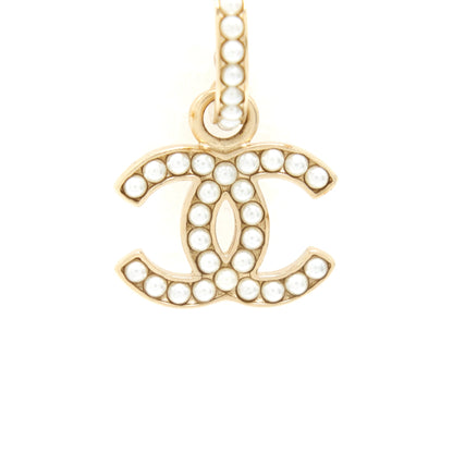 Chanel CC logo With Pearl Drop Earrings GHW