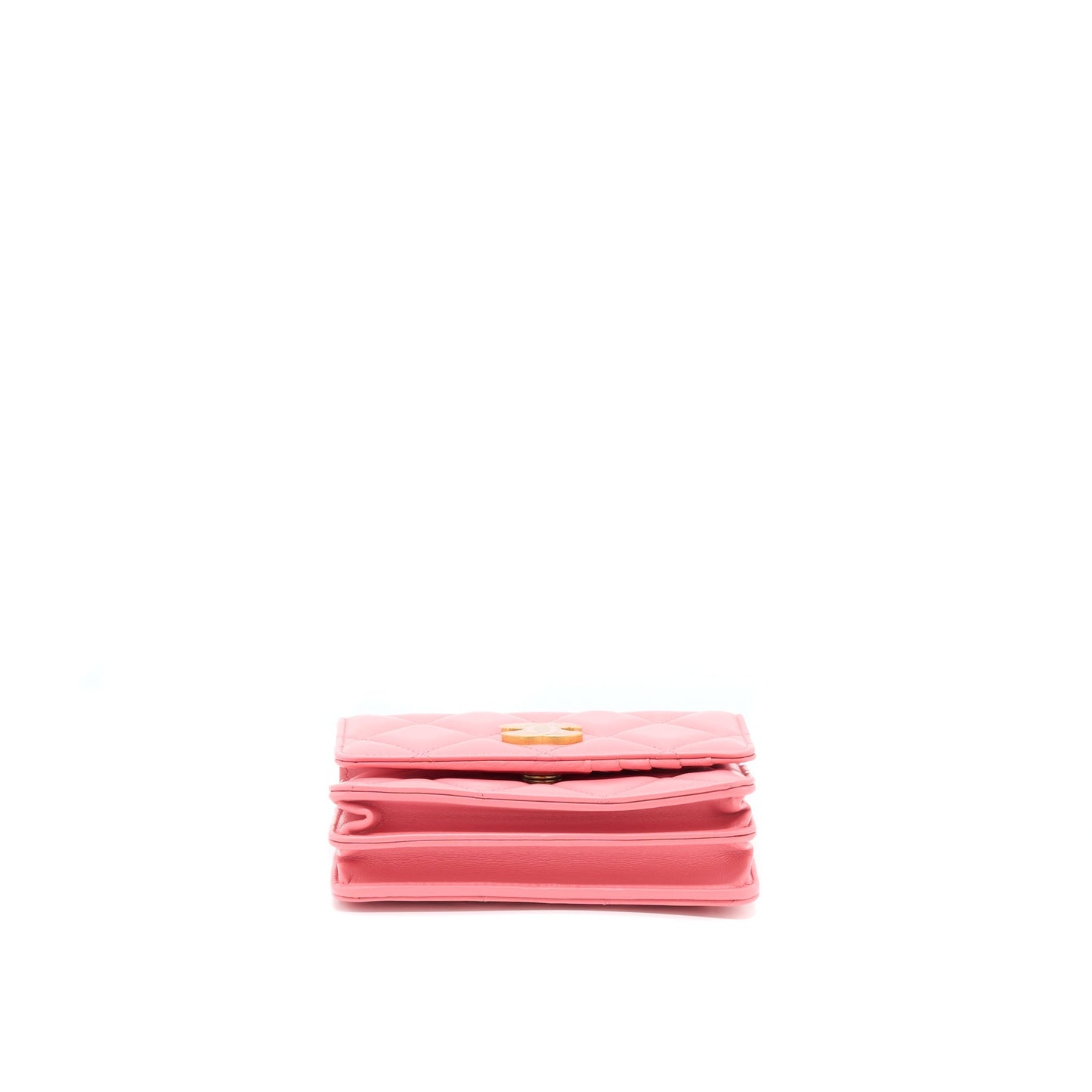 Chanel 22P Seasonal Mini Square Wallet On Chain Lambskin Pink GHW