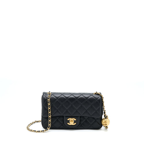 Chanel Pearl Crush Mini Rectangular Lambskin Black With GHW (Microchip)