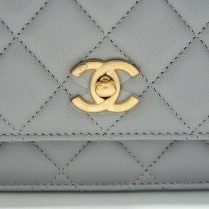 Chanel 21B Pearl Crush Wallet On Chain Grey GHW