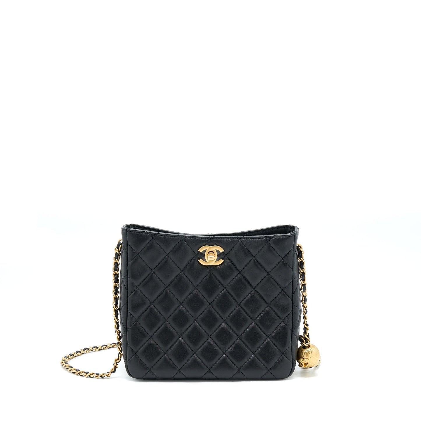 Chanel 22B Pearl Crush Hobo Bag Lambskin Black With GHW (Microchip)