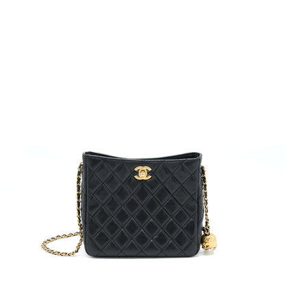 Chanel 22B Pearl Crush Hobo Bag Lambskin Black With GHW (Microchip)
