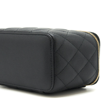 Chanel Caviar Long Vanity case with chain Caviar black LGHW