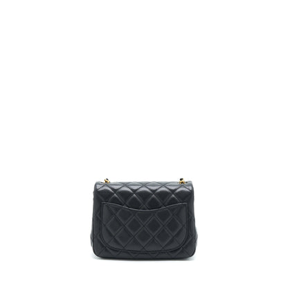 Chanel Pearl Crush Mini Square Flap Bag Lambskin Black GHW (Microchip)