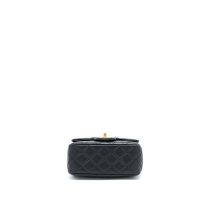 Chanel Pearl Crush Mini Square Flap Bag Lambskin Black GHW (Microchip)