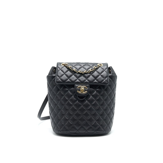 CHANEL QUILTED LAMBSKIN URBAN SPIRIT BACKPACK BLACK GHW