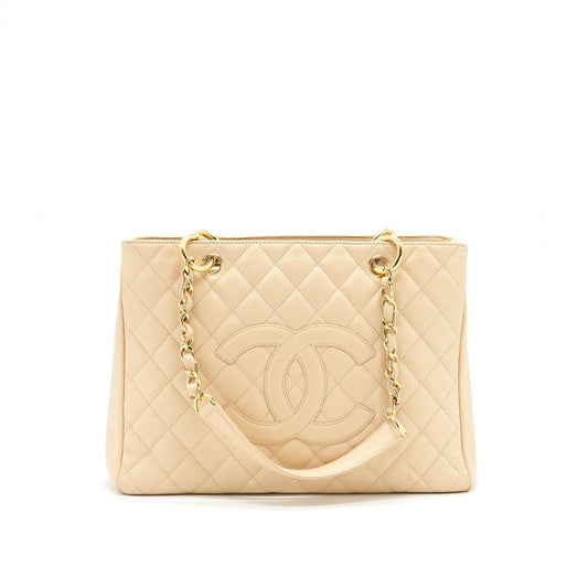 CHANEL CAVIAR GRAND SHOPPING TOTE GST IN BEIGE GHW