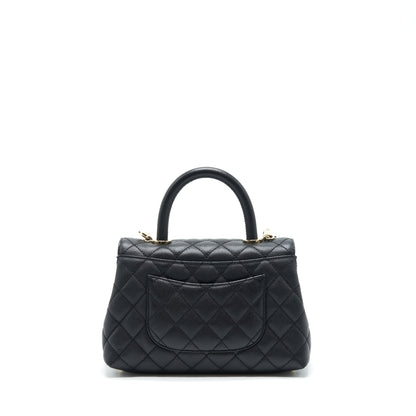 Chanel small coco handle caviar black LGHW (microchip)