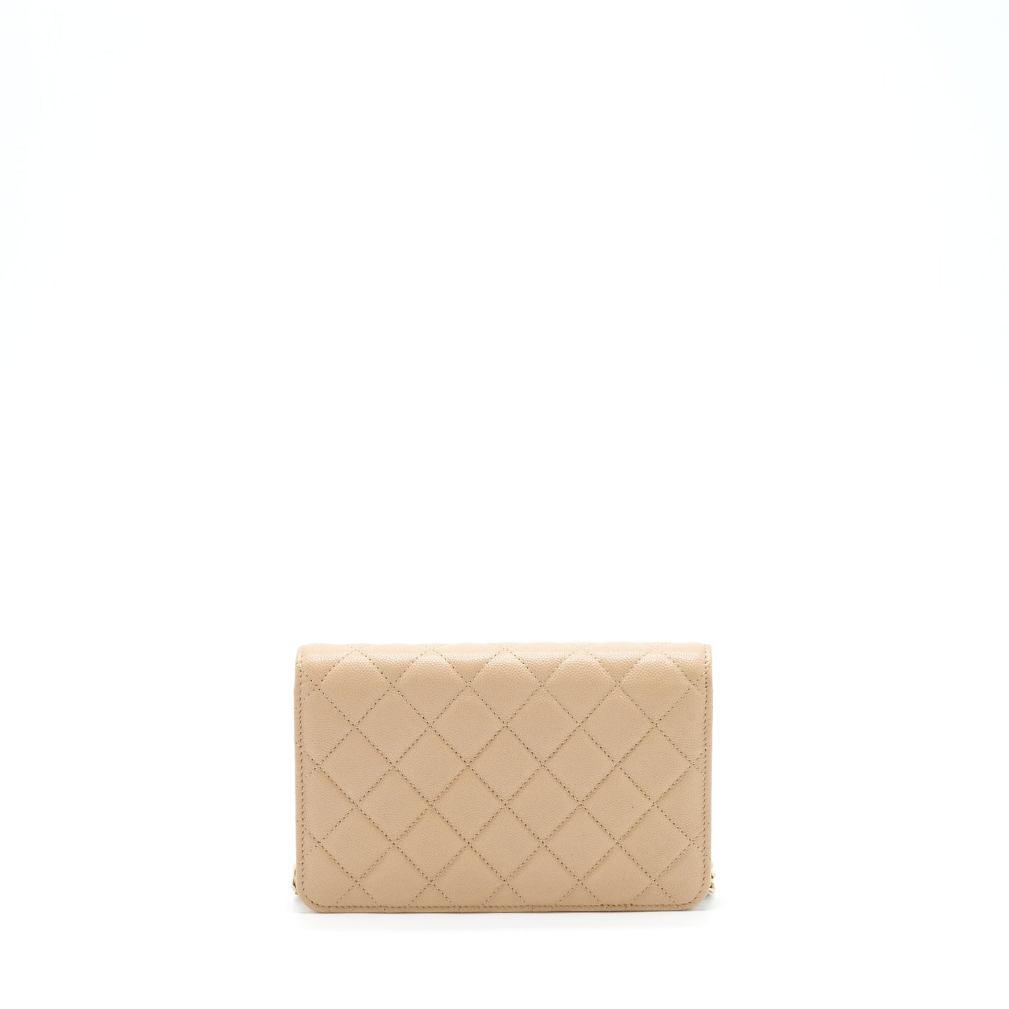 Chanel 22S detailed Logo Wallet on chain Caviar Dark beige with LGHW (microchip)