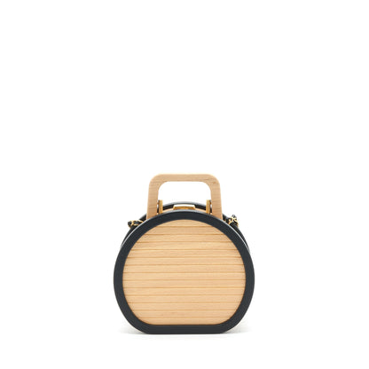Chanel 22C small vanity case beech wood, calfskin beige / black with GHW