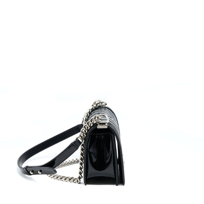 Chanel Medium Boy Bag Chevron Limited Patent Black SHW