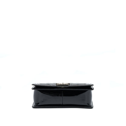 Chanel Medium Boy Bag Chevron Limited Patent Black SHW