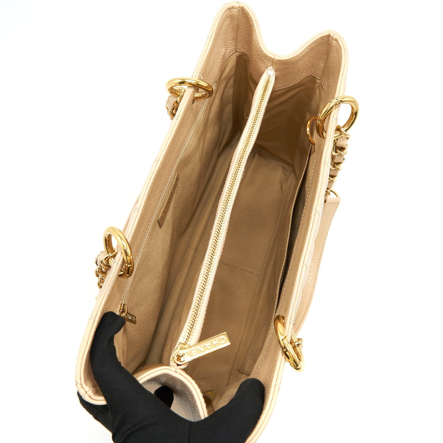 CHANEL CAVIAR GRAND SHOPPING TOTE GST IN BEIGE GHW