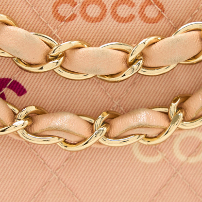 Chanel Vintage Coco Medium Classic Flap Bag Fabric Pink GHW