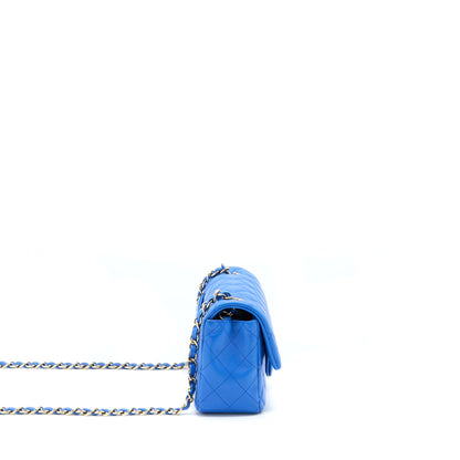 Chanel Mini Rectangular Flap Bag Lambskin Blue LGHW