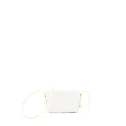 Chanel Pearl Crush Mini Crossbody Bag Lambskin White GHW