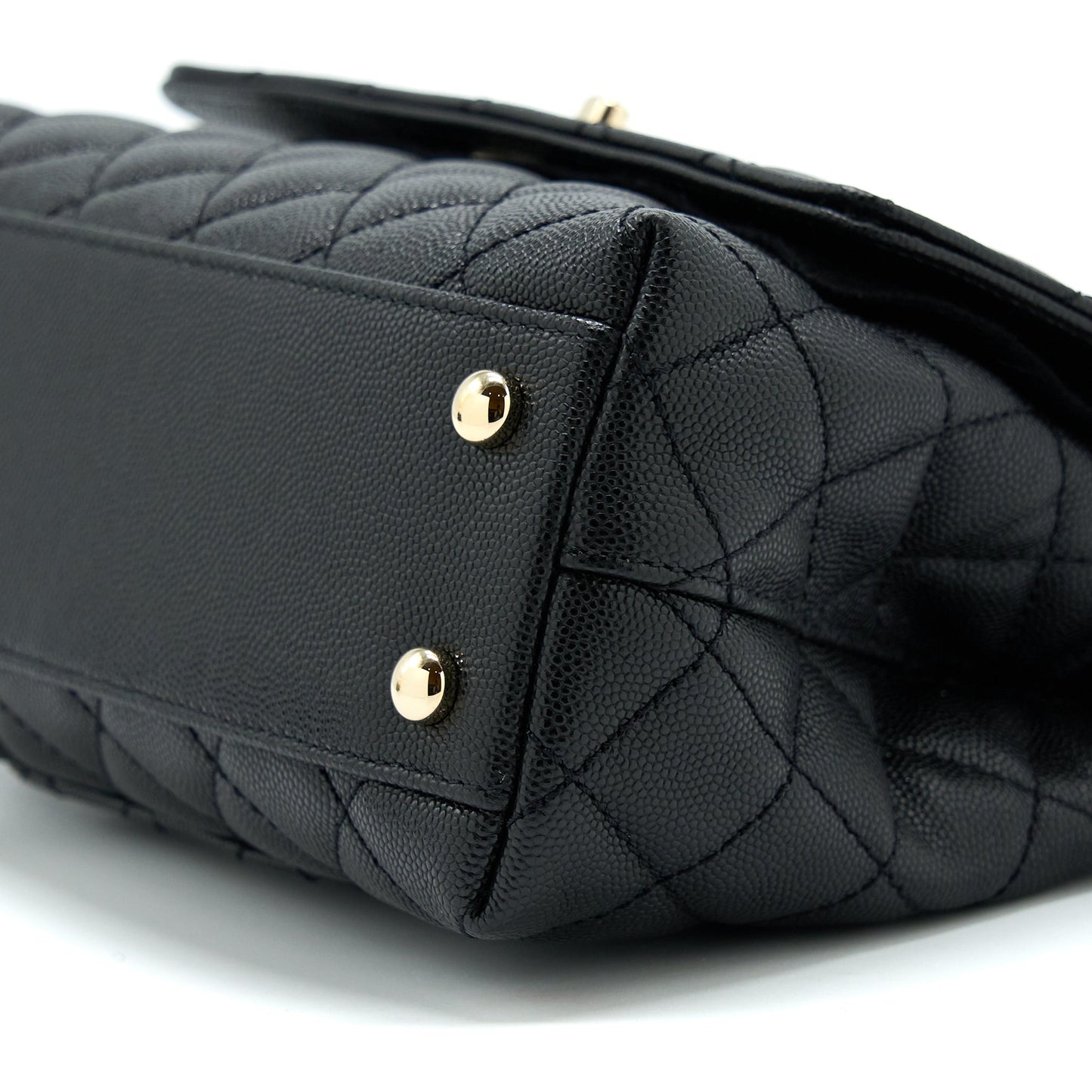 Chanel Small Coco Handle Caviar Black LGHW (Microchip)