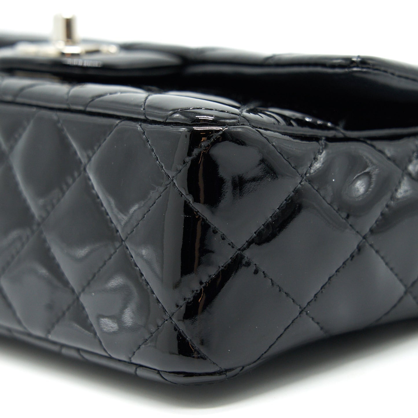 Chanel Mini Rectangular Flap bag Patent Leather Black SHW