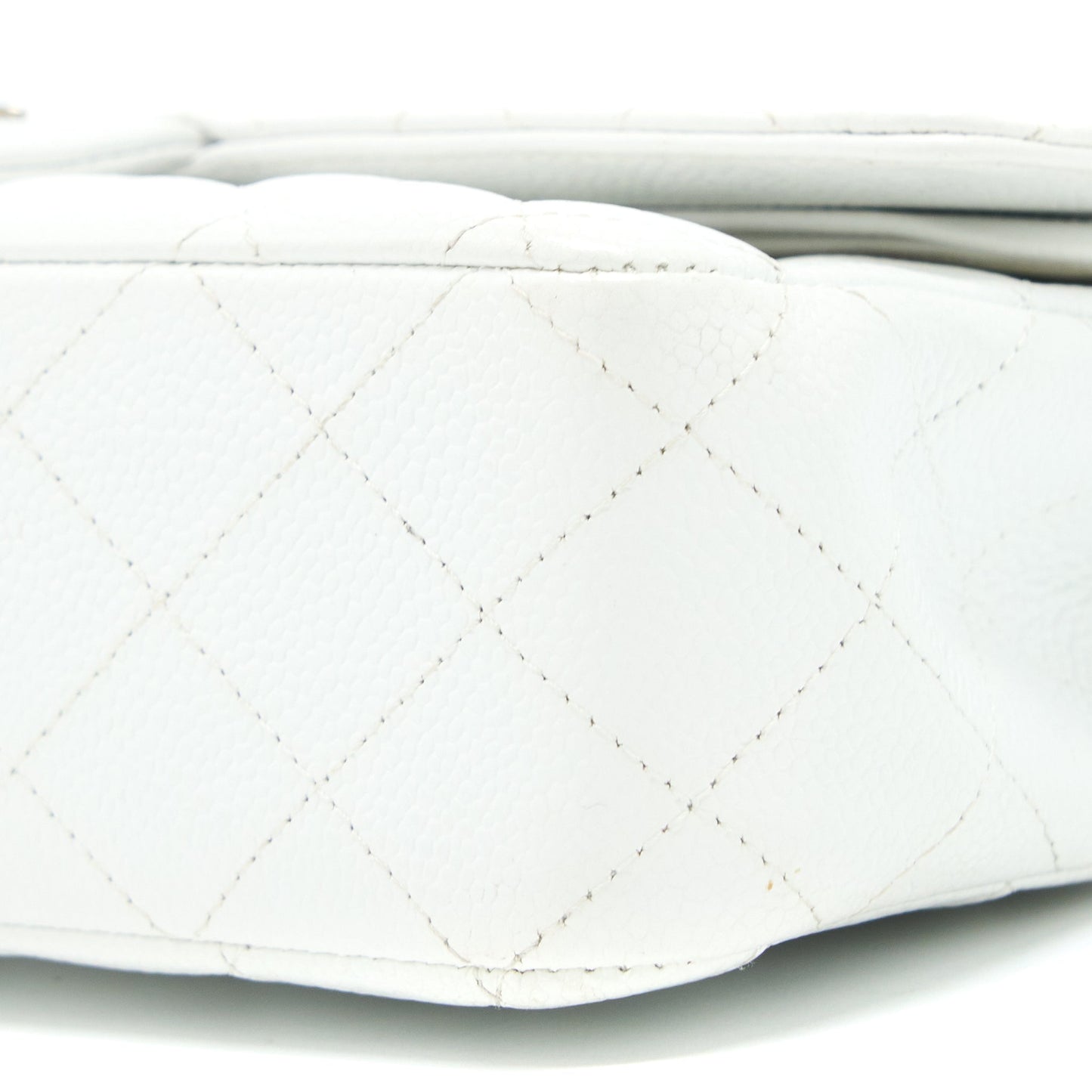 Chanel Medium Classic Flap Caviar White SHW