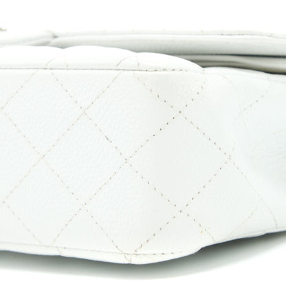 Chanel Medium Classic Flap Caviar White SHW