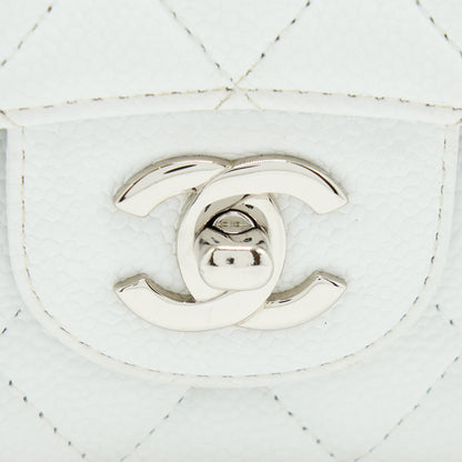 Chanel Medium Classic Flap Caviar White SHW