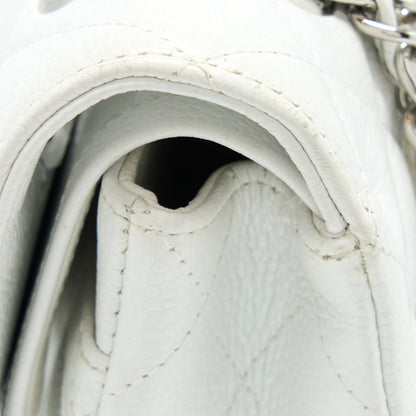 Chanel Medium Classic Flap Caviar White SHW