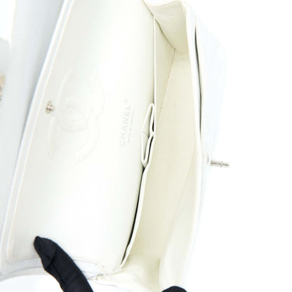 Chanel Medium Classic Flap Caviar White SHW