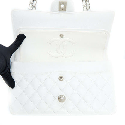 Chanel Medium Classic Flap Caviar White SHW