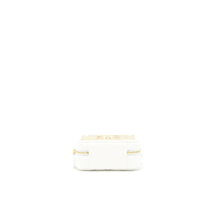 Chanel 21K Small Metal plate Vanity with chain Lambskin White GHW