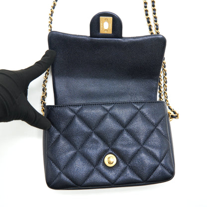 Chanel 21k My Perfect Mini Flap Bag Caviar Black GHW