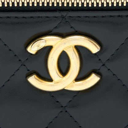 Chanel 21A Gold Crush Mini Vanity Case Calfskin Black Brushed GHW