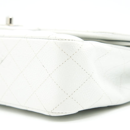 CHANEL MEDIUM CLASSIC DOUBLE FLAP BAG CAVIAR WHITE SHW