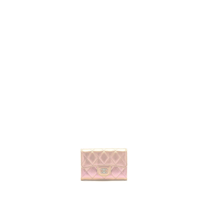 Chanel 21K Iridescent Pink Flap Card Holder