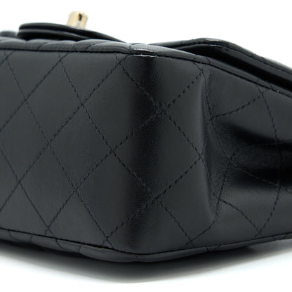 Chanel Mini Square Flap Bag Lambskin Black GHW (Microchip)
