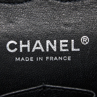 Chanel Vintage Medium Classic Flap Bag Tweed Black And White SHW