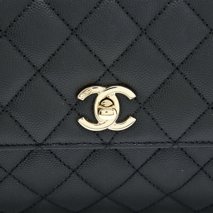 Chanel small coco handle caviar black LGHW (microchip)