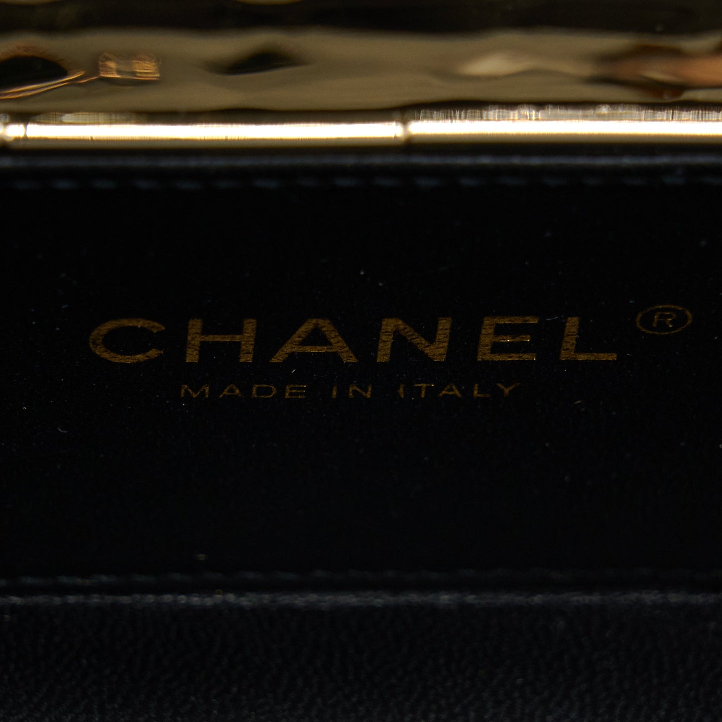 Chanel Mini Evening Bag Gold Tone Hammered Metal And Gold Tone Metal (Microchip )