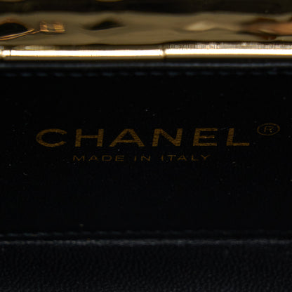 Chanel Mini Evening Bag Gold Tone Hammered Metal And Gold Tone Metal (Microchip )