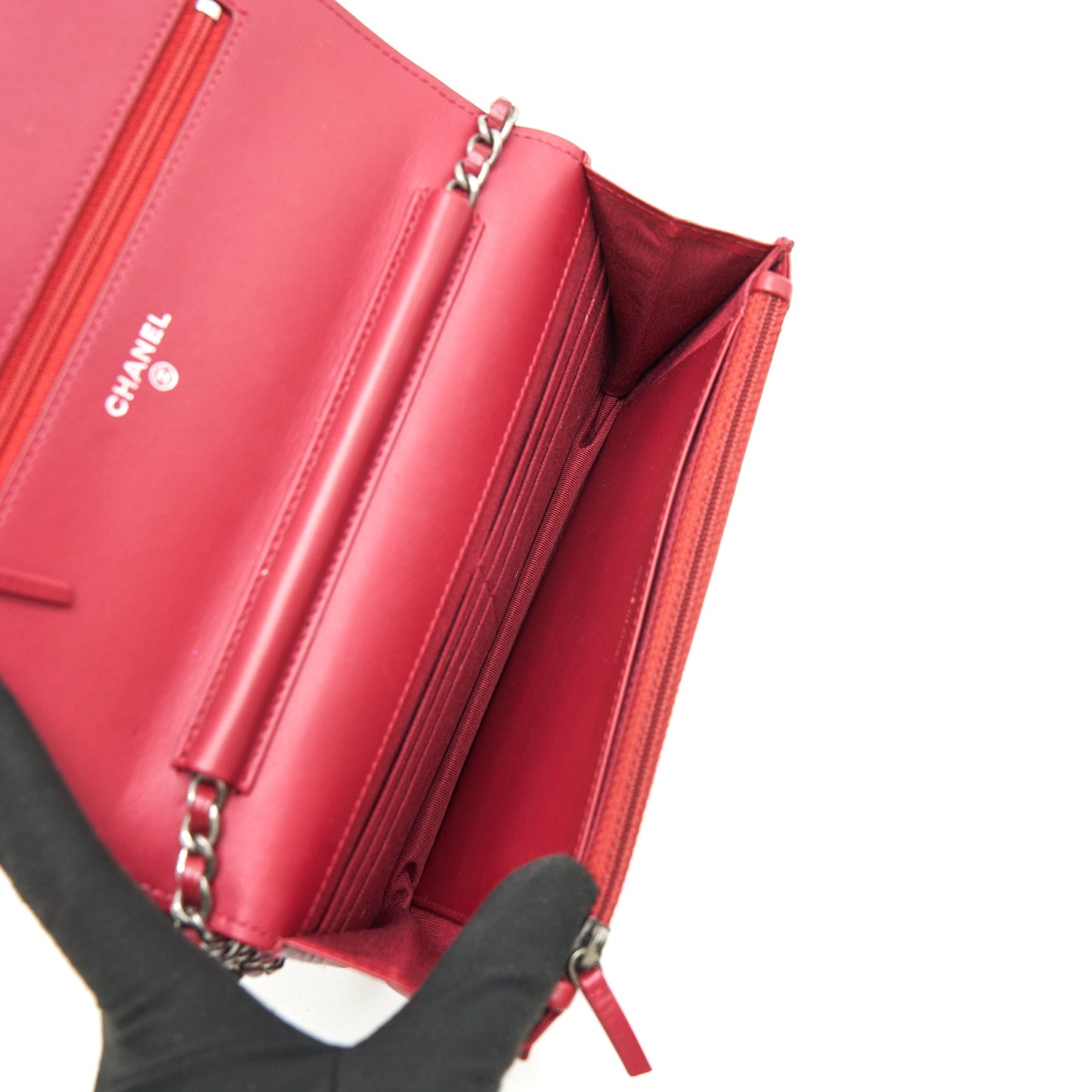 CHANEL WALLET ON CHAIN PATENT LEATHER RED SHW
