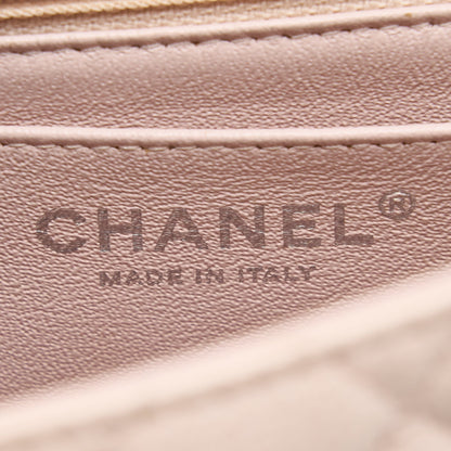 Chanel Mini Square Flap Bag Caviar Light Pink Ruthenium Hardware