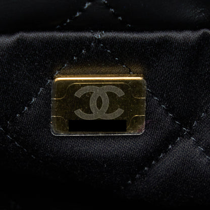 Chanel 22 Bag Medium Shiny Calfskin Black GHW (Microchip)