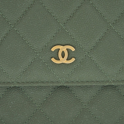 Chanel Wallet On Chain Square Caviar Green GHW
