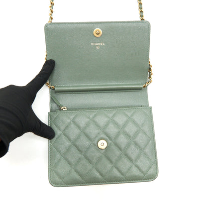 Chanel Wallet On Chain Square Caviar Green GHW
