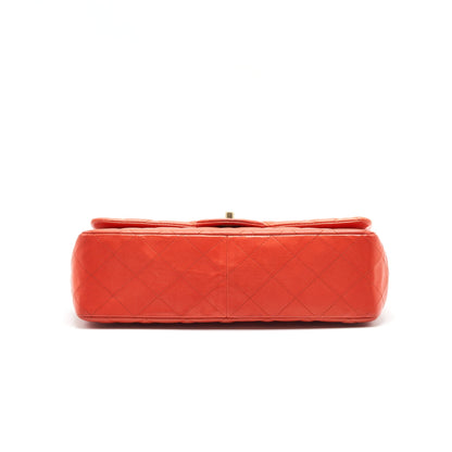 CHANEL CLASSIC SINGLE FLAP JUMBO BAG ORANGE LAMBSKIN GHW
