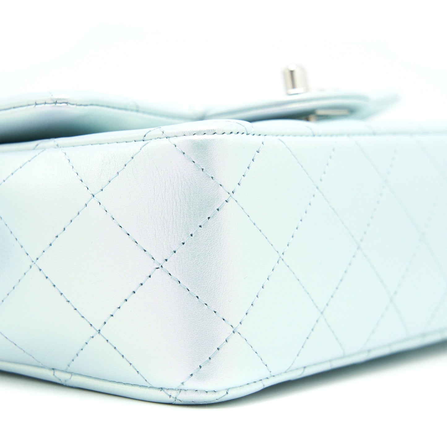 Chanel 21K Iridescent Baby Blue Mini Rectangular SHW